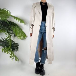 Womens Vintage 80s Neiman Marcus Beige Minimalist Classy Trench Rain Coat / 8